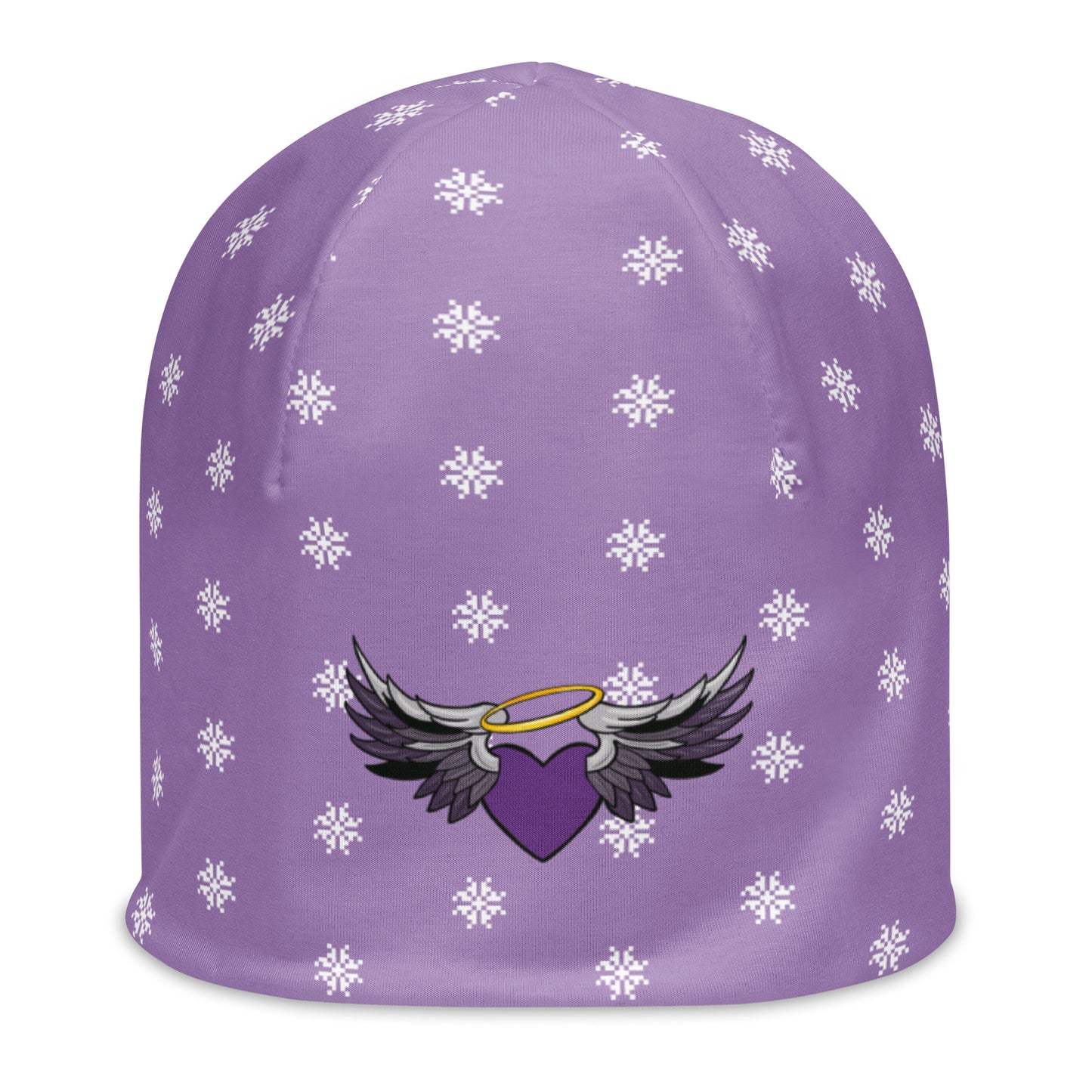 Lavender Snowflake Angel Heart Beanie