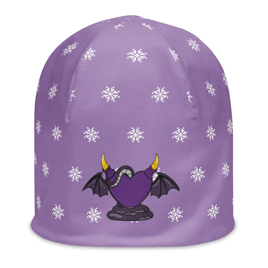 Lavender Snowflake Devil Heart Beanie