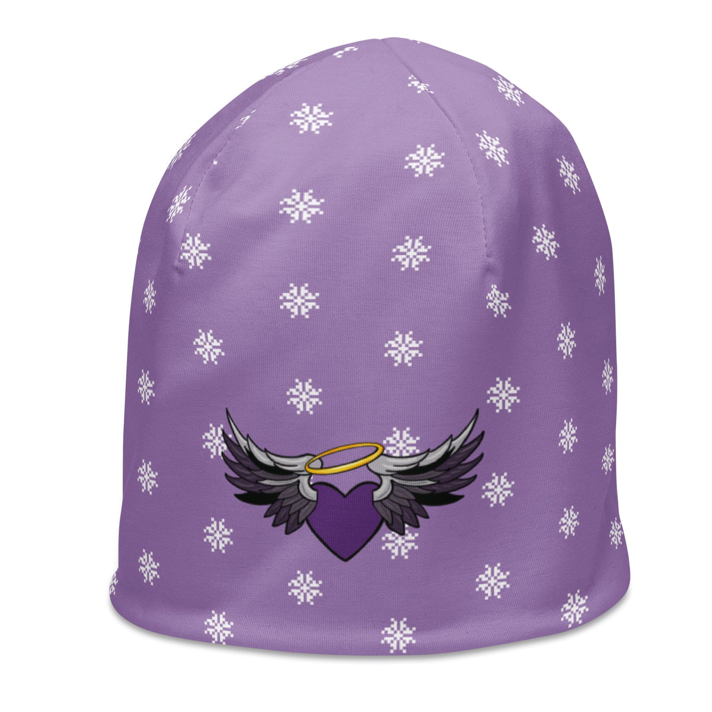 Lavender Snowflake Angel Heart Beanie