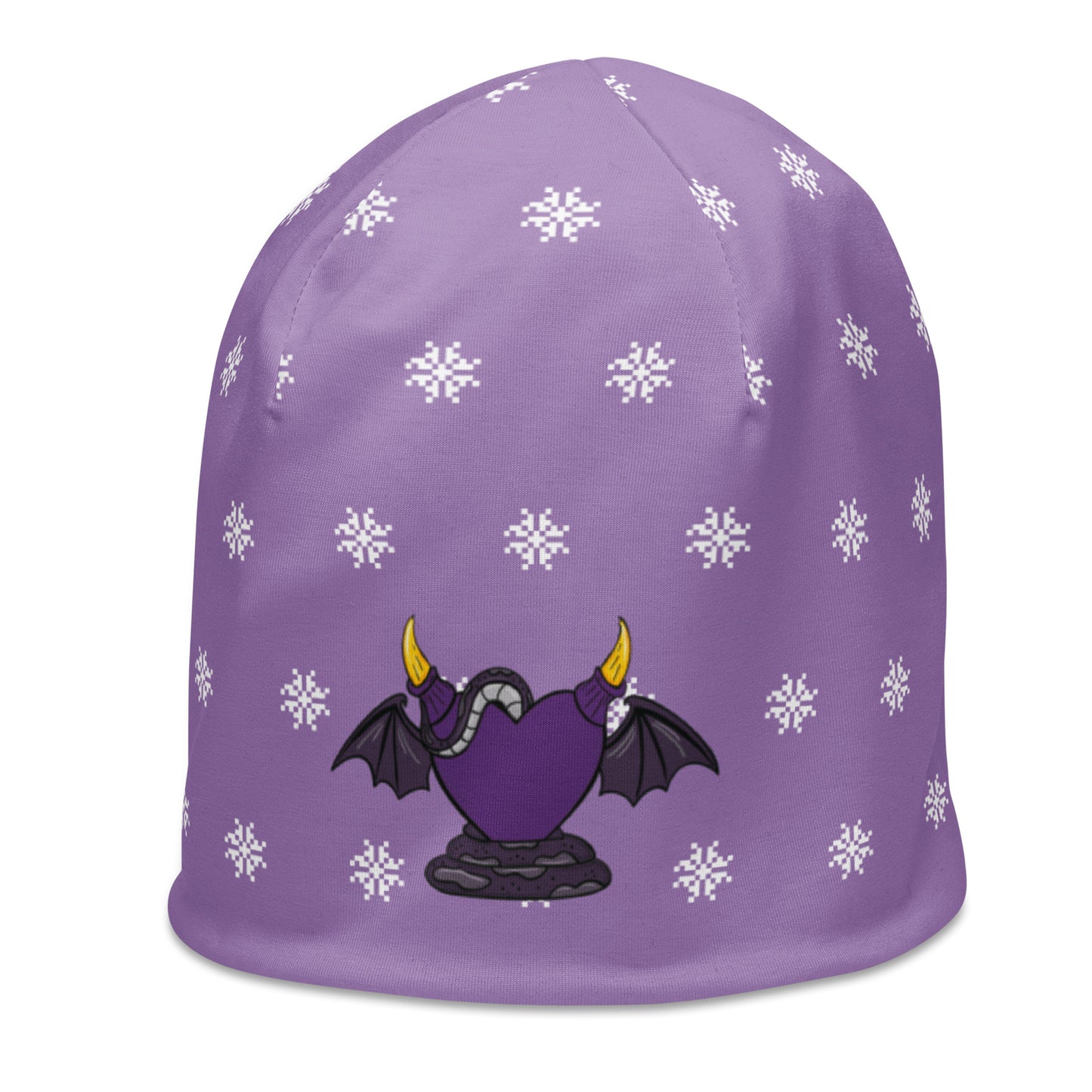 Lavender Snowflake Devil Heart Beanie