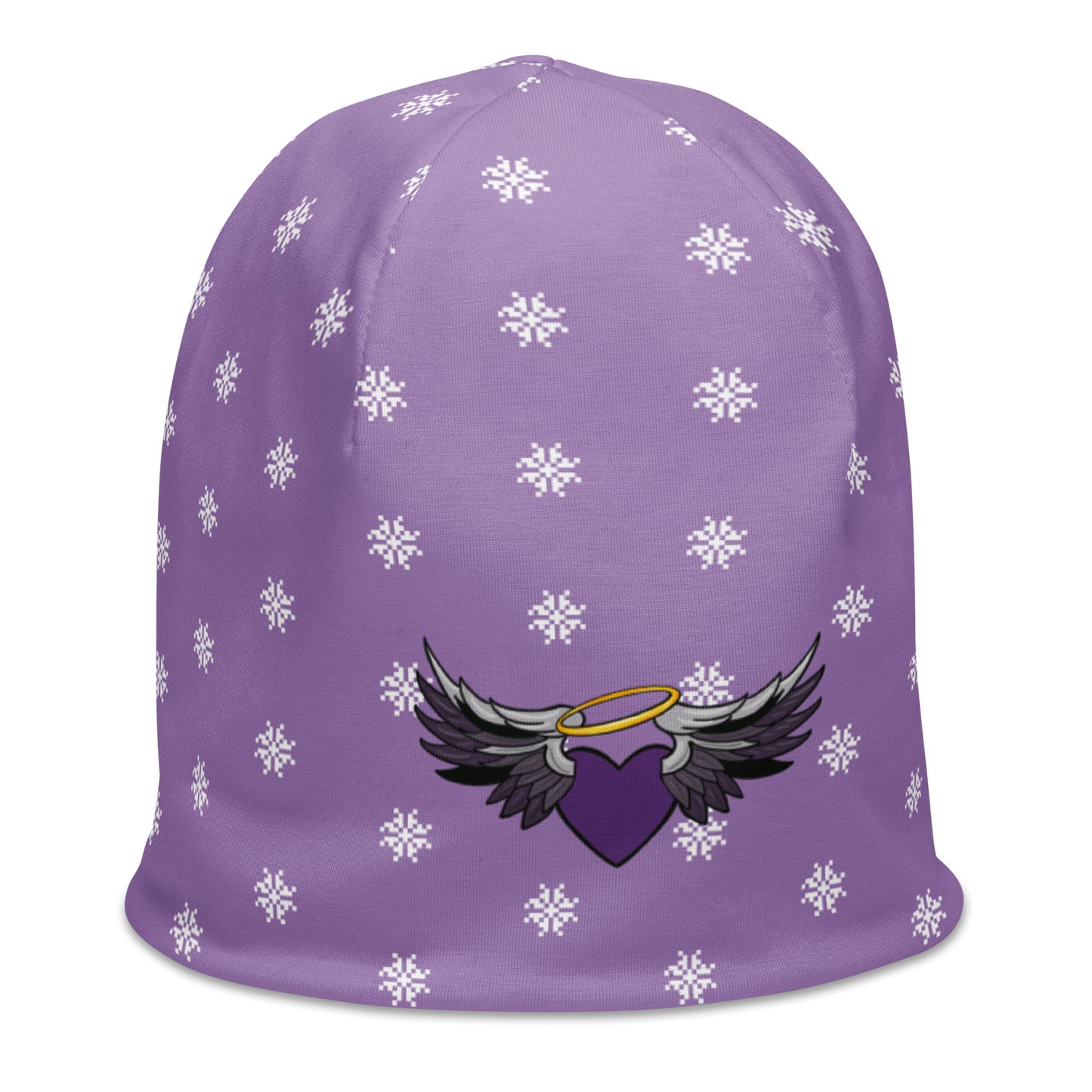 Lavender Snowflake Angel Heart Beanie