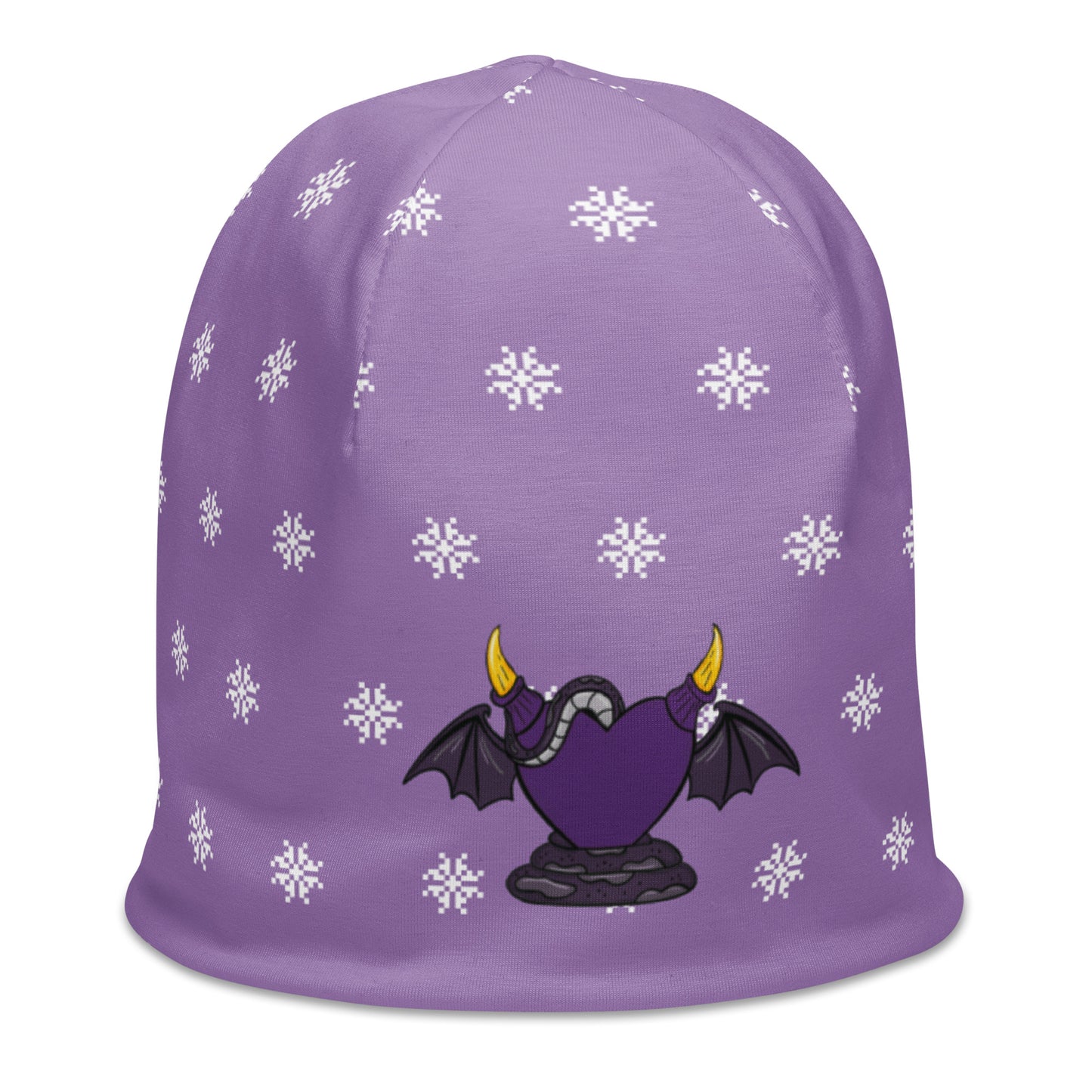 Lavender Snowflake Devil Heart Beanie