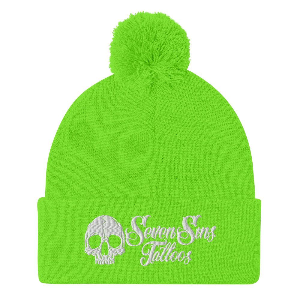 Seven Sins Pom-Pom Beanie - White Logo