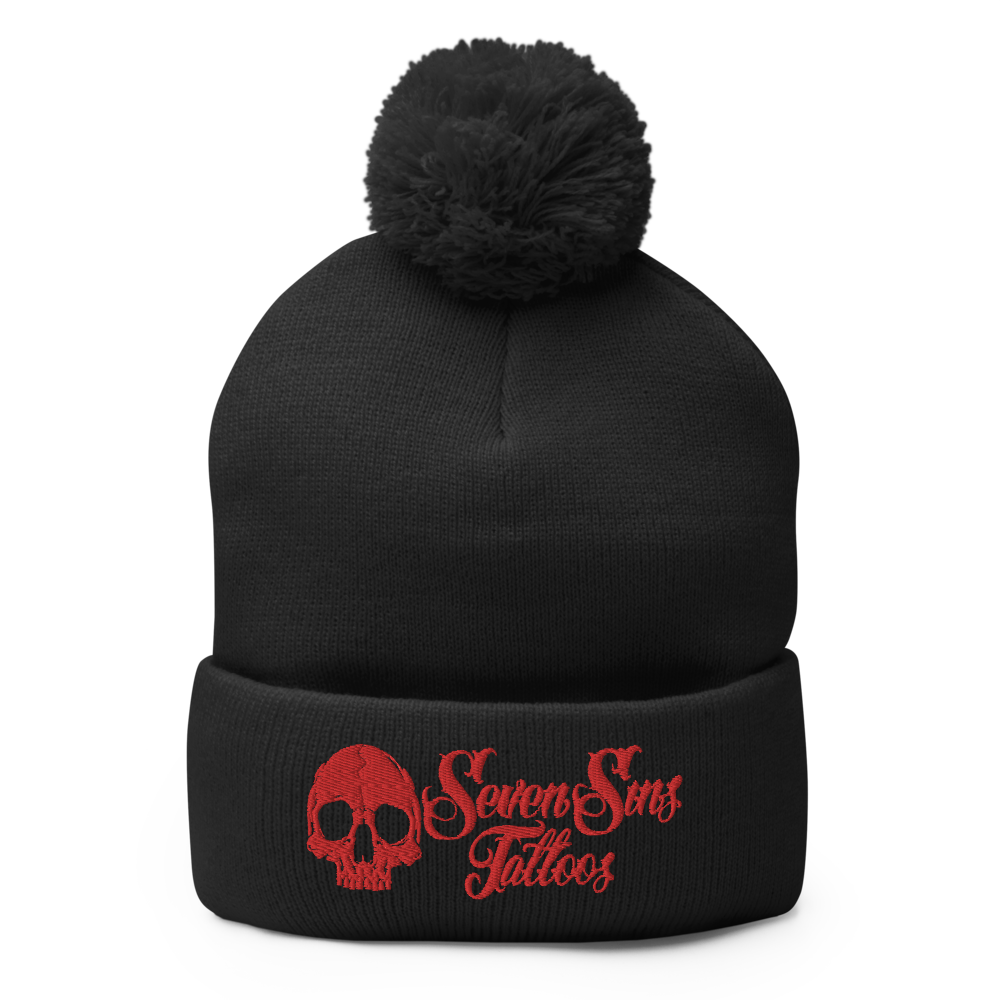 Seven Sins Pom-Pom Beanie - Bright Red logo