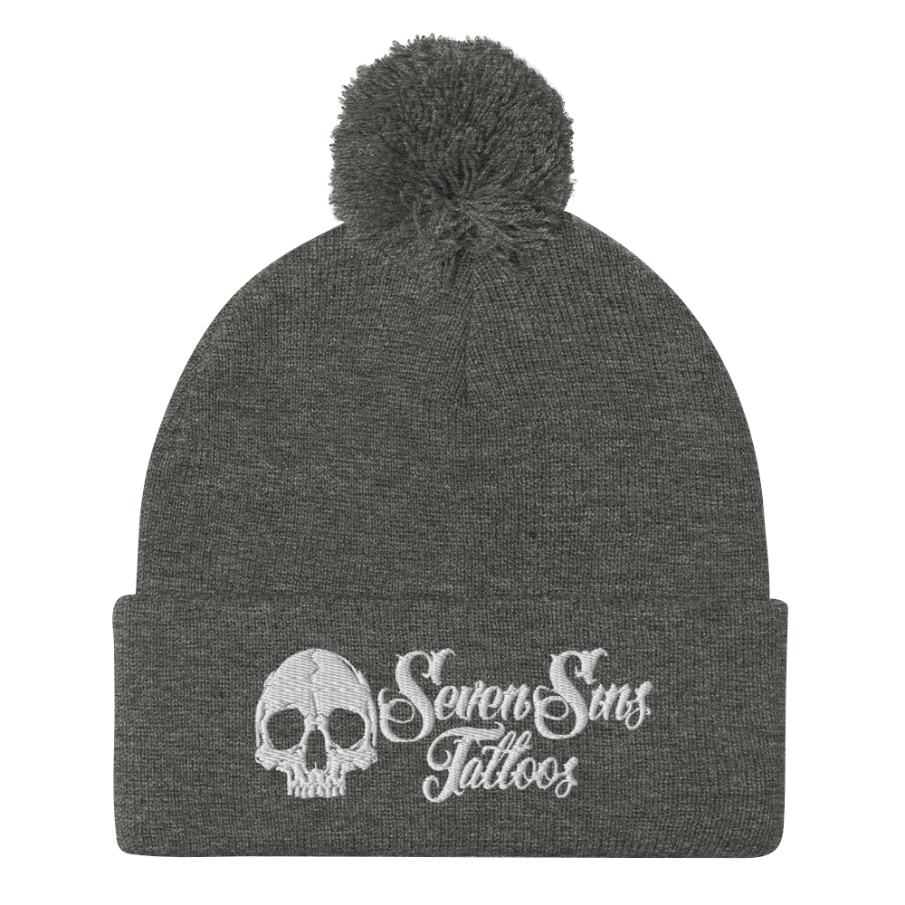 Seven Sins Pom-Pom Beanie - White Logo