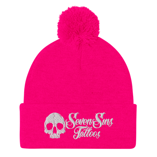 Seven Sins Pom-Pom Beanie - White Logo